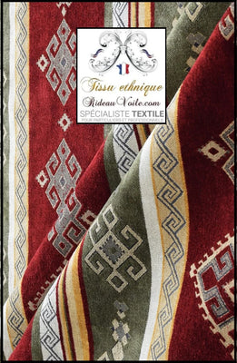 Tissu ameublement tapisserie intérieur kilim Navajo rouge vert rayures mètre