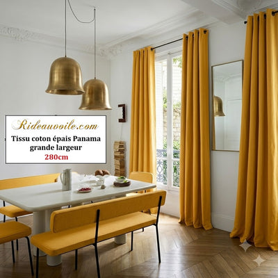 𝐓𝐢𝐬𝐬𝐮 𝐚𝐦𝐞𝐮𝐛𝐥𝐞𝐦𝐞𝐧𝐭 𝐏𝐚𝐧𝐚𝐦𝐚 𝐞𝐱𝐭𝐫𝐚 𝐥𝐚𝐫𝐠𝐞 𝟏𝟎𝟎 % 𝐜𝐨𝐭𝐨𝐧 𝟐𝟖𝟎 𝐜𝐦 mètre rideau | Jaune