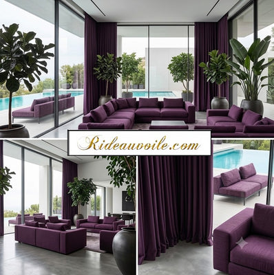 𝐓𝐢𝐬𝐬𝐮 𝐚𝐦𝐞𝐮𝐛𝐥𝐞𝐦𝐞𝐧𝐭 𝐏𝐚𝐧𝐚𝐦𝐚 𝐞𝐱𝐭𝐫𝐚 𝐥𝐚𝐫𝐠𝐞 𝟏𝟎𝟎 % 𝐜𝐨𝐭𝐨𝐧 𝟐𝟖𝟎 𝐜𝐦 | Aubergine Violet