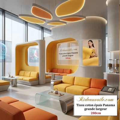 𝐓𝐢𝐬𝐬𝐮 𝐚𝐦𝐞𝐮𝐛𝐥𝐞𝐦𝐞𝐧𝐭 𝐏𝐚𝐧𝐚𝐦𝐚 𝐞𝐱𝐭𝐫𝐚 𝐥𝐚𝐫𝐠𝐞 𝟏𝟎𝟎 % 𝐜𝐨𝐭𝐨𝐧 𝟐𝟖𝟎 𝐜𝐦 mètre rideau | Jaune