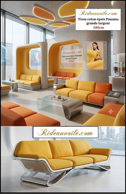 𝐓𝐢𝐬𝐬𝐮 𝐚𝐦𝐞𝐮𝐛𝐥𝐞𝐦𝐞𝐧𝐭 𝐏𝐚𝐧𝐚𝐦𝐚 𝐞𝐱𝐭𝐫𝐚 𝐥𝐚𝐫𝐠𝐞 𝟏𝟎𝟎 % 𝐜𝐨𝐭𝐨𝐧 𝟐𝟖𝟎 𝐜𝐦 mètre rideau | Jaune