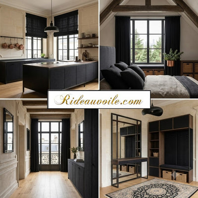 𝐓𝐢𝐬𝐬𝐮 𝐚𝐦𝐞𝐮𝐛𝐥𝐞𝐦𝐞𝐧𝐭 𝐏𝐚𝐧𝐚𝐦𝐚 𝐞𝐱𝐭𝐫𝐚 𝐥𝐚𝐫𝐠𝐞 𝟏𝟎𝟎 % 𝐜𝐨𝐭𝐨𝐧 𝟐𝟖𝟎 𝐜𝐦 mètre rideau | NOIR