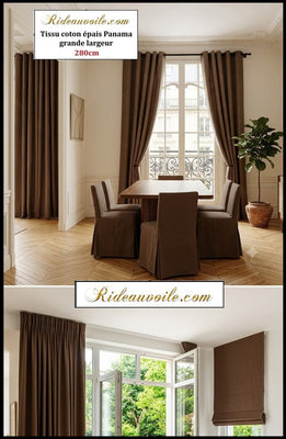 𝐓𝐢𝐬𝐬𝐮 demi 𝐏𝐚𝐧𝐚𝐦𝐚 𝐜𝐨𝐭𝐨𝐧 grande largeur 𝟐𝟖𝟎 𝐜𝐦 Rideau séparateur de pièce | Marron