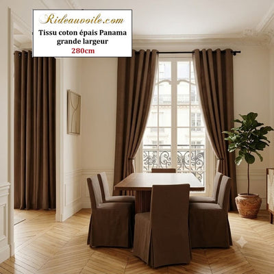 𝐓𝐢𝐬𝐬𝐮 demi 𝐏𝐚𝐧𝐚𝐦𝐚 𝐜𝐨𝐭𝐨𝐧 grande largeur 𝟐𝟖𝟎 𝐜𝐦 Rideau séparateur de pièce | Marron