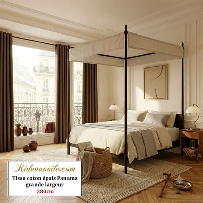 𝐓𝐢𝐬𝐬𝐮 demi 𝐏𝐚𝐧𝐚𝐦𝐚 𝐜𝐨𝐭𝐨𝐧 grande largeur 𝟐𝟖𝟎 𝐜𝐦 Rideau séparateur de pièce | Marron