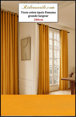 𝐓𝐢𝐬𝐬𝐮 demi 𝐏𝐚𝐧𝐚𝐦𝐚 𝐜𝐨𝐭𝐨𝐧 largeur 𝟐𝟖𝟎 𝐜𝐦 Architecte RenovIntérieur | Jaune Safran