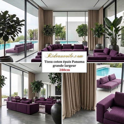 𝐓𝐢𝐬𝐬𝐮 d'𝐚𝐦𝐞𝐮𝐛𝐥𝐞𝐦𝐞𝐧𝐭 𝐏𝐚𝐧𝐚𝐦𝐚 𝐞𝐱𝐭𝐫𝐚 𝐥𝐚𝐫𝐠𝐞 𝟏𝟎𝟎 % 𝐜𝐨𝐭𝐨𝐧 𝟐𝟖𝟎 𝐜𝐦 | Beige