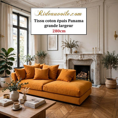 𝐓𝐢𝐬𝐬𝐮 demi 𝐏𝐚𝐧𝐚𝐦𝐚 𝐜𝐨𝐭𝐨𝐧 largeur 𝟐𝟖𝟎 𝐜𝐦 Architecte RenovIntérieur | Jaune Safran