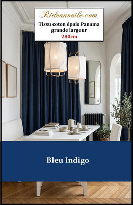 𝐓𝐢𝐬𝐬𝐮 demi 𝐏𝐚𝐧𝐚𝐦𝐚 𝐜𝐨𝐭𝐨𝐧 grande largeur 𝟐𝟖𝟎 𝐜𝐦 Architecte Intérieur | Bleu Indigo