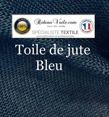 French editor designer textile upholstery Toile de jute uni bleu tissu ameublement au mètre rideau coussin architecte décoratrice intérieur boutique Paris