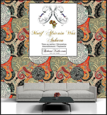 Tissu motif pagne Wax Africain au mètre papier peint wall paper covering Africa luxury