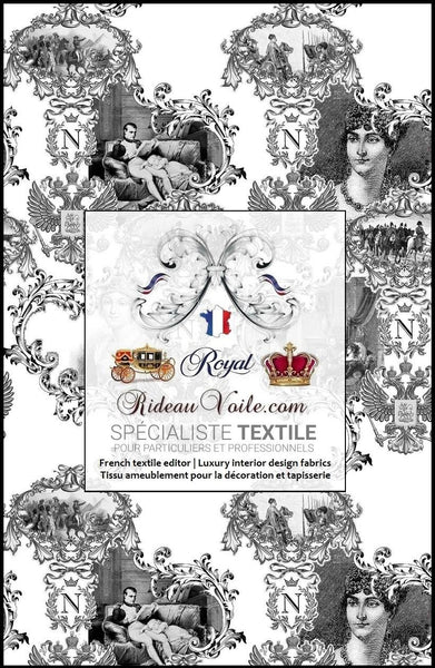 Rideauvoile French editor TEXTILE upholsterer Luxury interior decorating home  fabrics. Toile de Jouy noir tissu d'éditeur créateur ameublement mètre rideau voilage coussin sur mesure décoratrice d’intérieur agencement architecte ignifugé, occultant. Paris Versailles.