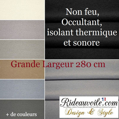 Tissu grande largeur occultant blanc isolant thermique ignifuge 280 cm mètre rideau