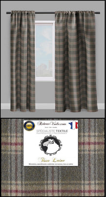 Tissu ameublement Laine écossais motif carreaux tartan au mètre gris taupe