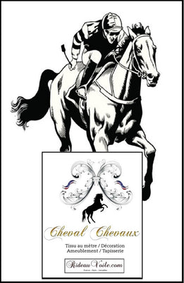 Tissu décoration ameublement mètre motif cheval jockey équitation rideau couette