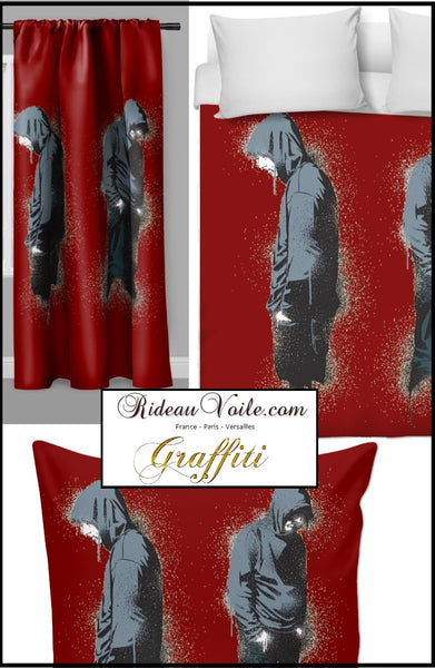 Tissu au mètre motif Graffiti Street Art rideau couette décoration