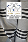 Boutique Paris tissu ameublement Toile à lignes 100% coton Tissu à tapissier dit Toile à matelas rayés lignes gris noir blanc au mètre