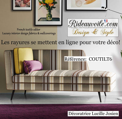 Tissus rayés lignes tissu tapissier coutil toile à matelas couturière ameublement mètre rideau voilage store tapisserie tapissier siège fauteuil. Tapestry upholstery french editor textile luxury interior fabric mattress stripes meter curtain. verhot. décoratrice intérieure Paris Versailles