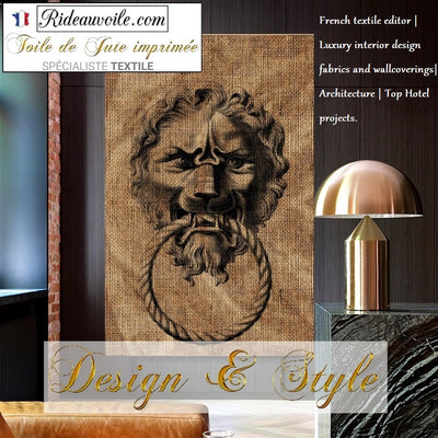Rideauvoile Tissu ameublement décorateur éditeur textile Paris sac Toile de Jute imprimé vintage  tapisserie siège ignifuge décoration intérieur décoratrice French textile editor Luxury interior design fabrics Architecture hospitality furniture Hotel projects interiores interiör burlap sack