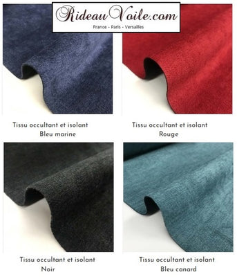 Boutique tissu ameublement au mètre textile isolant thermique et phonique. Couleur gris anthracite, noir, beige, rouge, bleu, écru, turquoise, jaune moutarde rideau occultant, ignifugé, non feu. Confection Architecte intérieur tapissier décoratrice luxe éditeur Paris, Versailles, France.