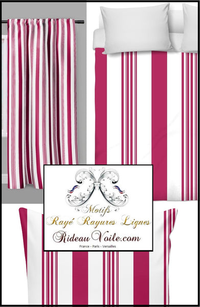 Tissu motif à rayures au mètre rideau rayé à ligne verticale rose fushia