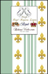 Tissu Directoire Empire motif Fleurs de Lys Or à rayures vert mètre rideau tapisserie