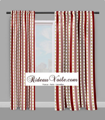 Tissu Style Empire motif Fleurs de Lys Or à rayures rouge mètre rideau rayé