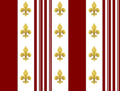 Tissu Style Empire motif Fleurs de Lys Or à rayures rouge mètre rideau rayé