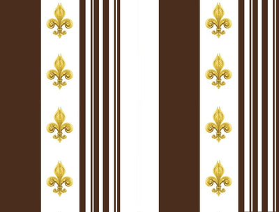 Tissu Style Empire motif Fleurs de Lys Or à rayures marron mètre rideau rayé
