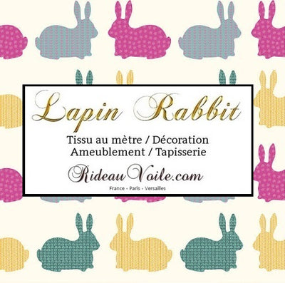 Tissu imprimé mètre motif lapin rideau couette voilage décoration chambre enfant