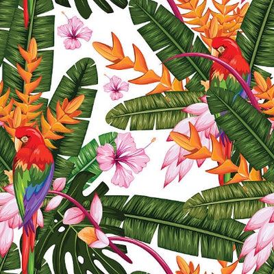 Tissu fleur oiseaux motif exotique tropical feuille au mètre rideau tapisserie siège