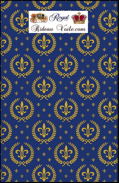 Motif couronne de laurier fleur de Lys style Empire tissu au mètre tapisserie