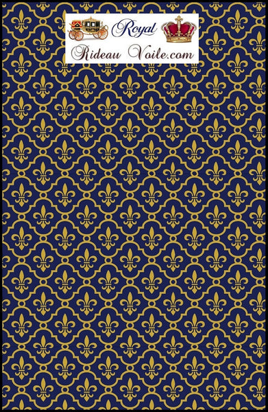 Tissus ameublement Empire motif fleur de Lys au mètre rideau tapisserie bleu