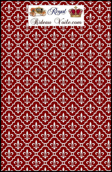 Boutique Tissu style Empire motif fleur de Lys au mètre rideau tapisserie rouge