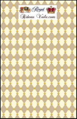 Tissu ameublement style Empire motif fleur de Lys Or au mètre rideau tapisserie beige