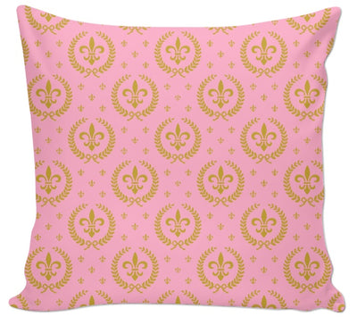 tissu au mètre motif couronne de laurier Style Empire rose fleur de Lys Or