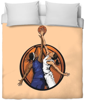Tissu au mètre orange motif Basketball ballon joueur joueuse sport rideau coussin couette