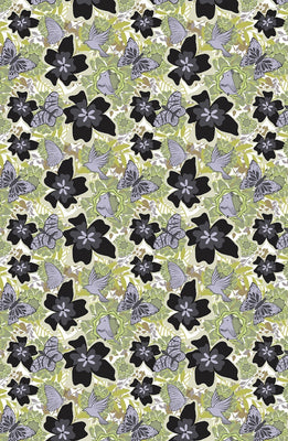 Tissu au mètre motif fleur vert oiseaux imprimés rideau coussin housse de couette bleu gris