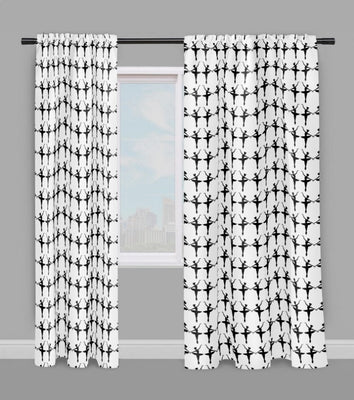 Tissu au mètre blanc motif Danseuse Classique étoile Ballet silhouette noir rideau