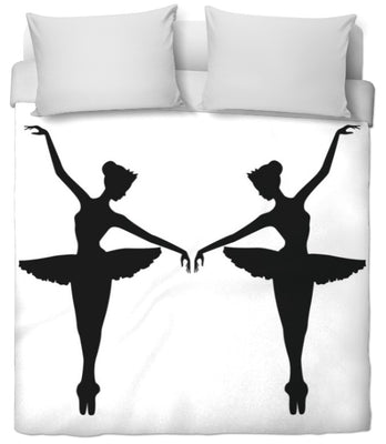 Tissu au mètre blanc motif Danseuse Classique étoile Ballet silhouette noir rideau