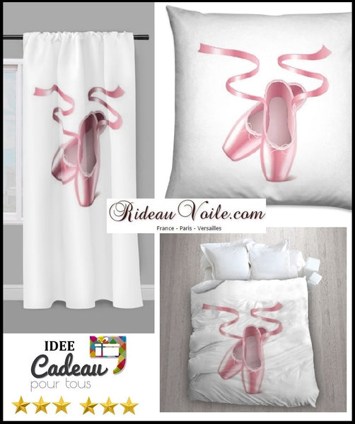 Motif tissu imprimé danseuse étoile pointe chausson Rose satin