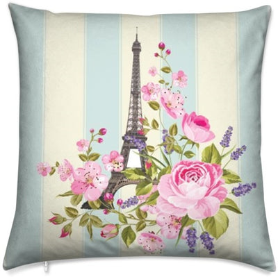 Tissu au mètre motif fleur monument de Paris France Tour-Eiffel rideau coussin couette