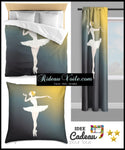 Boutique Tissu ameublement au mètre motif imprimé silhouette Ballerine danseuse étoile rideau couette voilage. Tänzer bedruckter Stoff. Ballerina tessuto tenda. Fabric ballerina pattern curtain drapes. Klassisk ballerina trykt stof gardin. Ballerina stoff gardin.