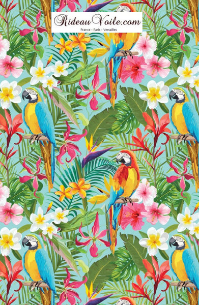 Tissu fleur oiseaux motif exotique tropical feuille au mètre rideau tapisserie siège