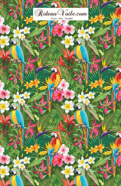 Tissu fleur oiseaux motif exotique tropical feuille au mètre rideau tapisserie siège
