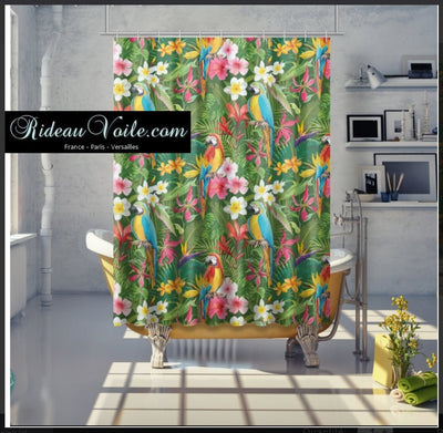 Tissu fleur oiseaux motif exotique tropical feuille au mètre rideau tapisserie siège