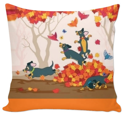 Motif chien animal chiot feuilles jeux rideau couette coussin tissu au mètre