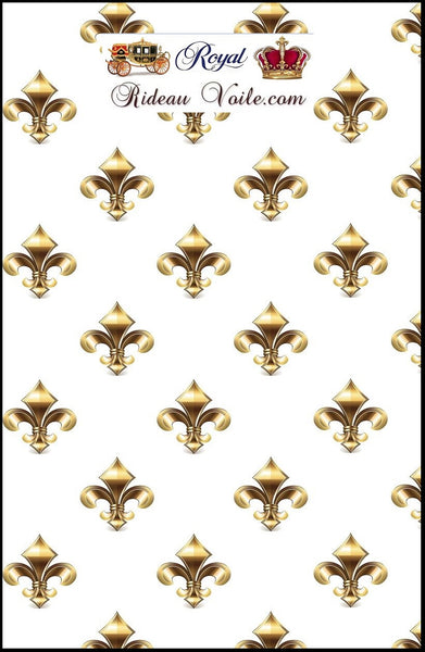 Boutique Tissu déco style Empire fleur de Lys Or au mètre rideau tapisserie fauteuil
