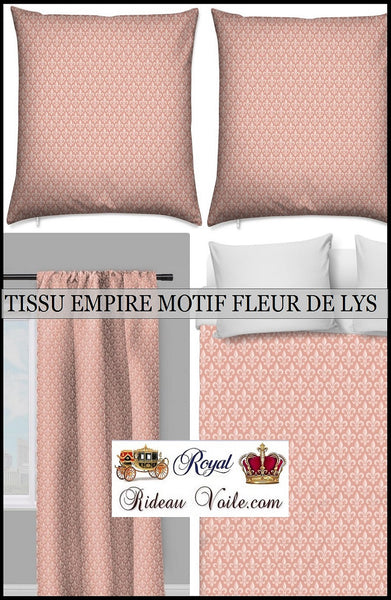 Boutique Tissu ameublement style Empire fleur de Lys au mètre rideau tapisserie rose