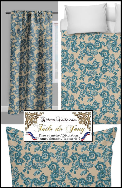 Tissu fleuri voilage Toile de Jouy fleur au mètre rideau tapisserie siège